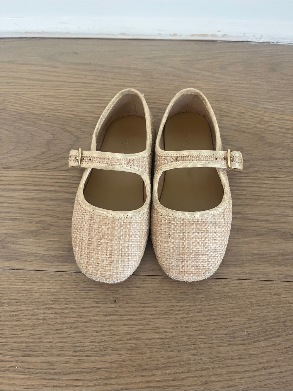 J. Crew Factory Kids Mary Jane Flats in Natural Straw Beige